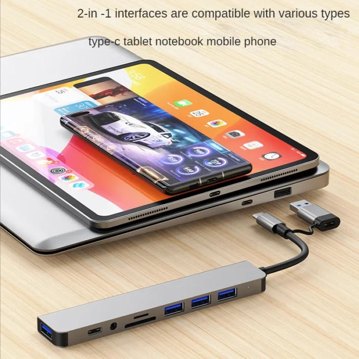 USB 3.0 Type C Docking Adapter Ststion USB 2.0 TF SD Card Reader Audio Output Multi Hub Splitter for PC MacBook Pro - Image 4