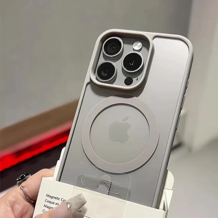 kf-Sc4551f144e024bf2b92d6bb20a0e30bfB 11 16 15 14 13 12 Pro g Matte Natural Titanium Magnetic Charging Case for iPhone - Image 4