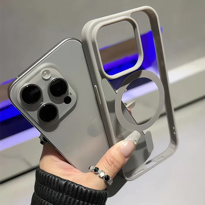 kf-Sf2f542ad263e4f368e68dba9caad6728D 11 16 15 14 13 12 Pro g Matte Natural Titanium Magnetic Charging Case for iPhone - Image 1